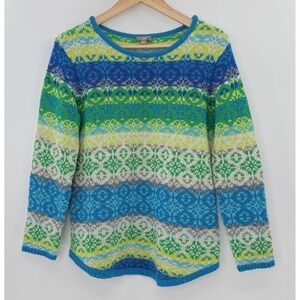 J.Jill Fair Isle Wool/Angora Blend Knit Long Sleeve Sweater Size Sm, Preppy Boho